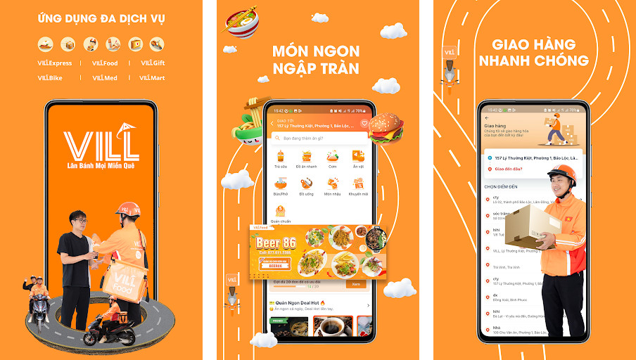 VILL: Đồ ăn, Giao hàng, Gọi xe - Giao đồ ăn nhanh chóng, Di chuyển tiện lợi, Thanh toán dễ dàng