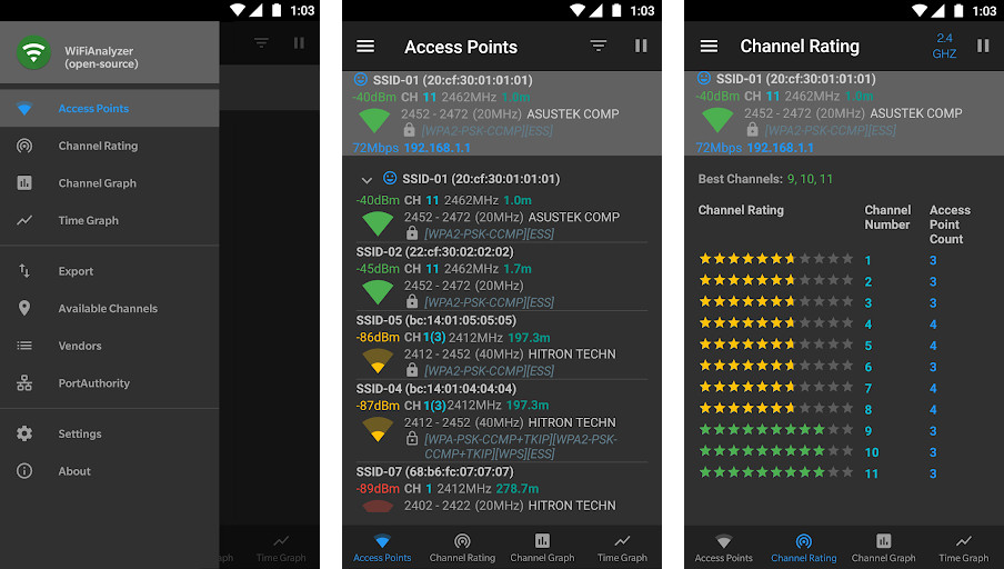 WiFi Analyzer (open-source) - Phân tích WiFi, Mã hóa nguồn mở, Tăng cường tín hiệu