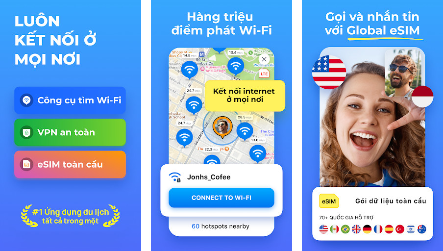 WiFi Map®: Internet, eSIM, VPN - Bản đồ WiFi, eSIM trực tuyến, VPN an toàn