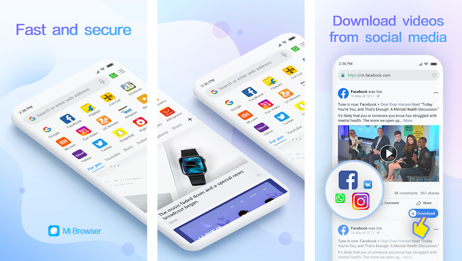 Xiaomi Mi Browser - Duyệt web nhanh và không có quảng cáo, Chế độ đọc để đọc thoải mái