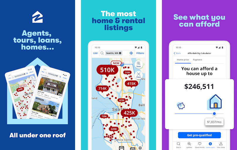 Zillow - Tìm kiếm nhà, Ước tính giá trị, Xem ảnh 3D